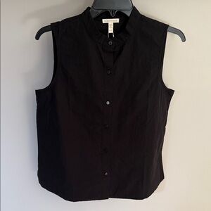 Eileen Fisher Mandarin Collar Black Top